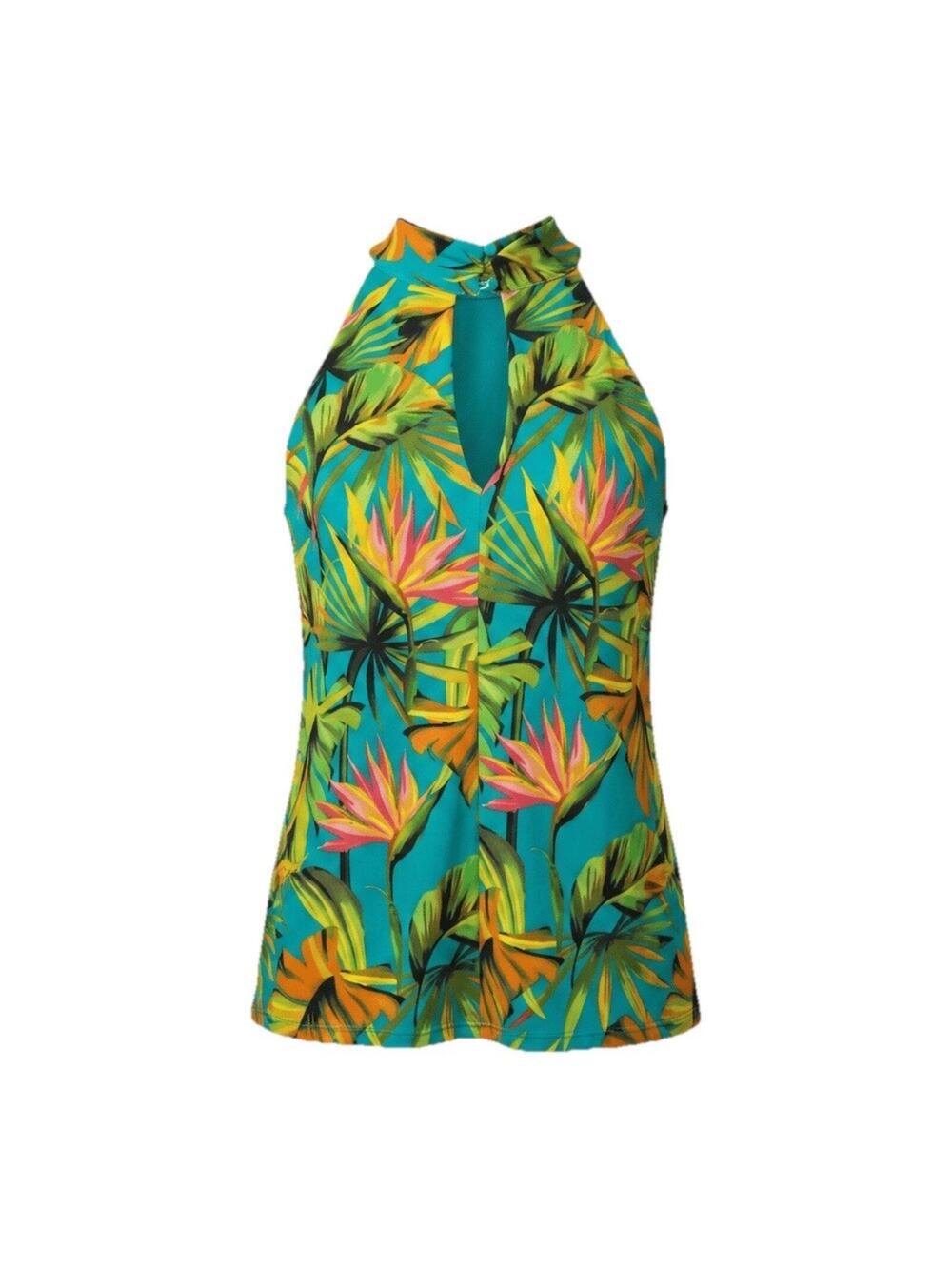 INC International Concepts Women's Top Tropical Garden Front Cutout Medium